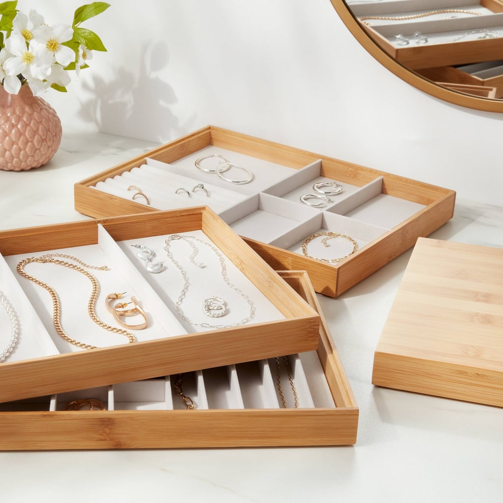 Home Deals: Brightroom Stackable Bamboo Accessory Tray Set with Lid