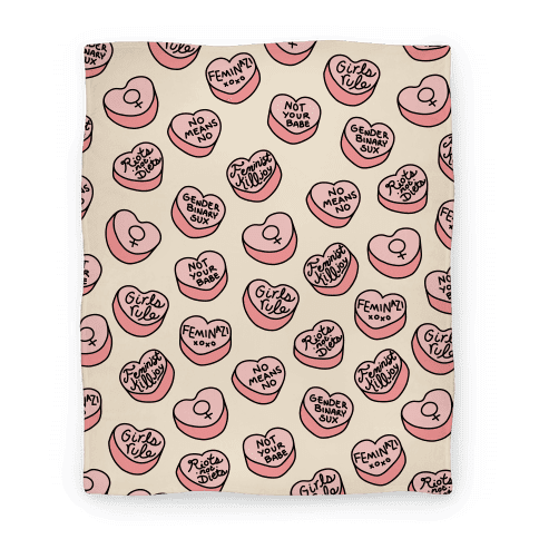 Feminist Conversation Hearts Blanket