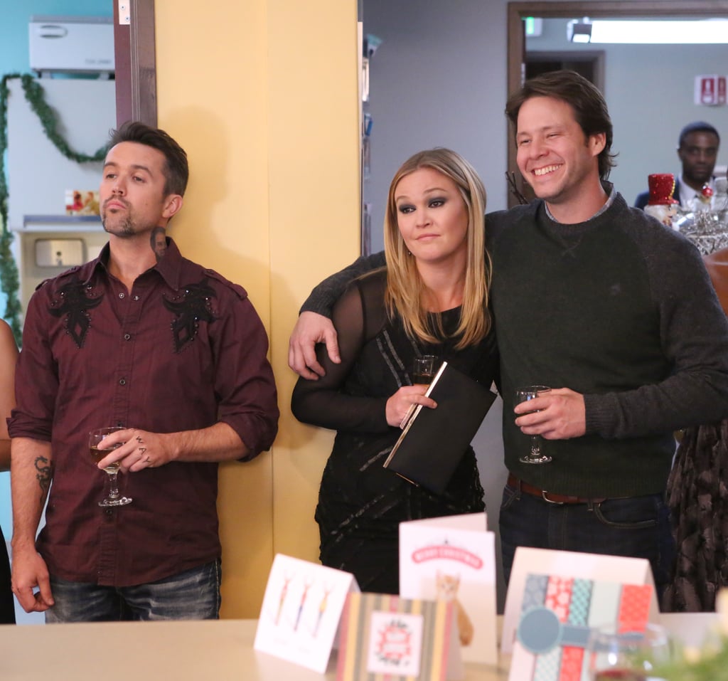 She's supposedly being set up with Peter, but it looks like she's getting along better with Morgan (Ike Barinholtz).