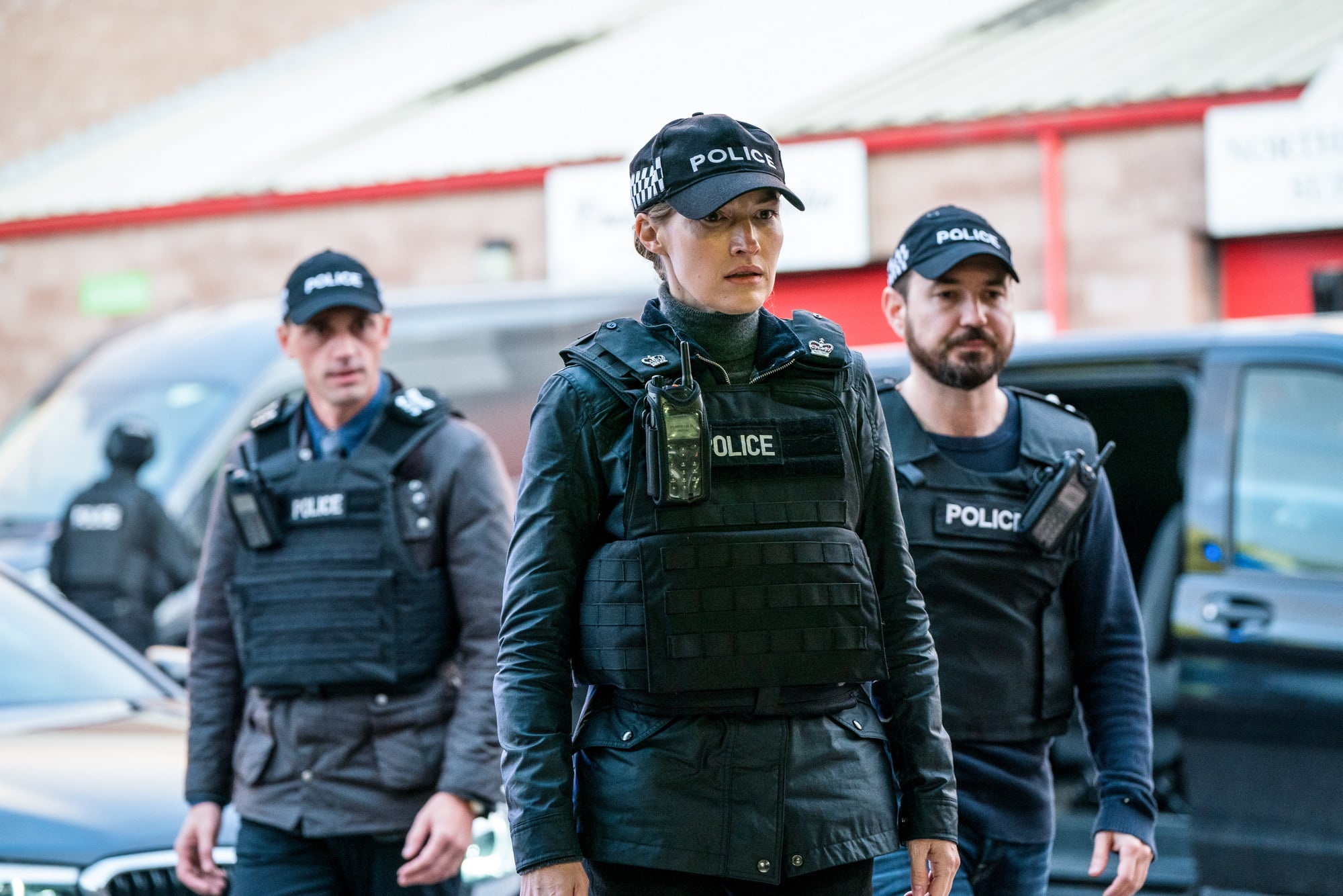 WARNING: Embargoed for publication until 00:00:01 on 13/04/2021 - Programme Name: Line of Duty S6 - TX: n/a - Episode: Line Of Duty - Ep 5 (No. n/a) - Picture Shows: *NOT FOR PUBLICATION UNTIL 00:01HRS, TUESDAY 13TH APRIL, 2021*  DS Chris Lomax (PERRY FITZPATRICK), DCI Joanne Davidson (KELLY MACDONALD), DI Steve Arnott (MARTIN COMPSTON) - (C) World Productions - Photographer: Steffan Hill