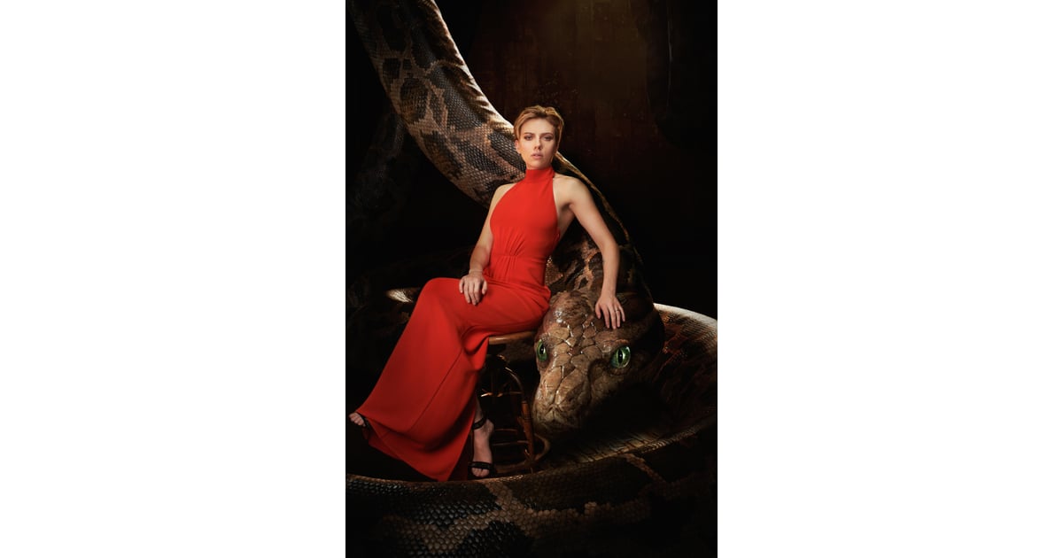Scarlett Johansson With Kaa Lupita Nyong O And The Jungle Book Cast Posing With Their Characters Will Take Your Breath Away Popsugar Entertainment Photo 2