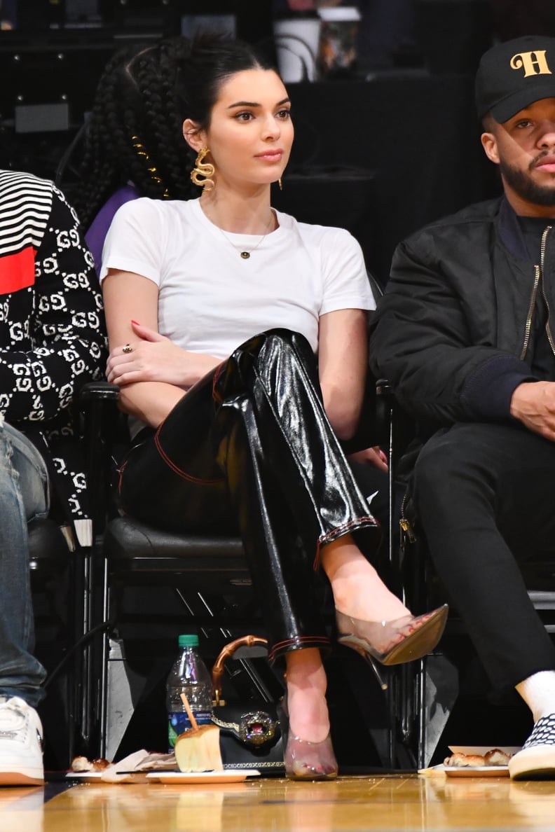 Kendall Jenner Gold Dragon Earrings and Yeezy Shoes 2019 | POPSUGAR Fashion