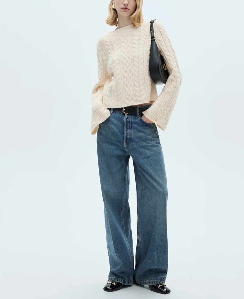 Mango Twisted Knit Flared Sleeve Sweater