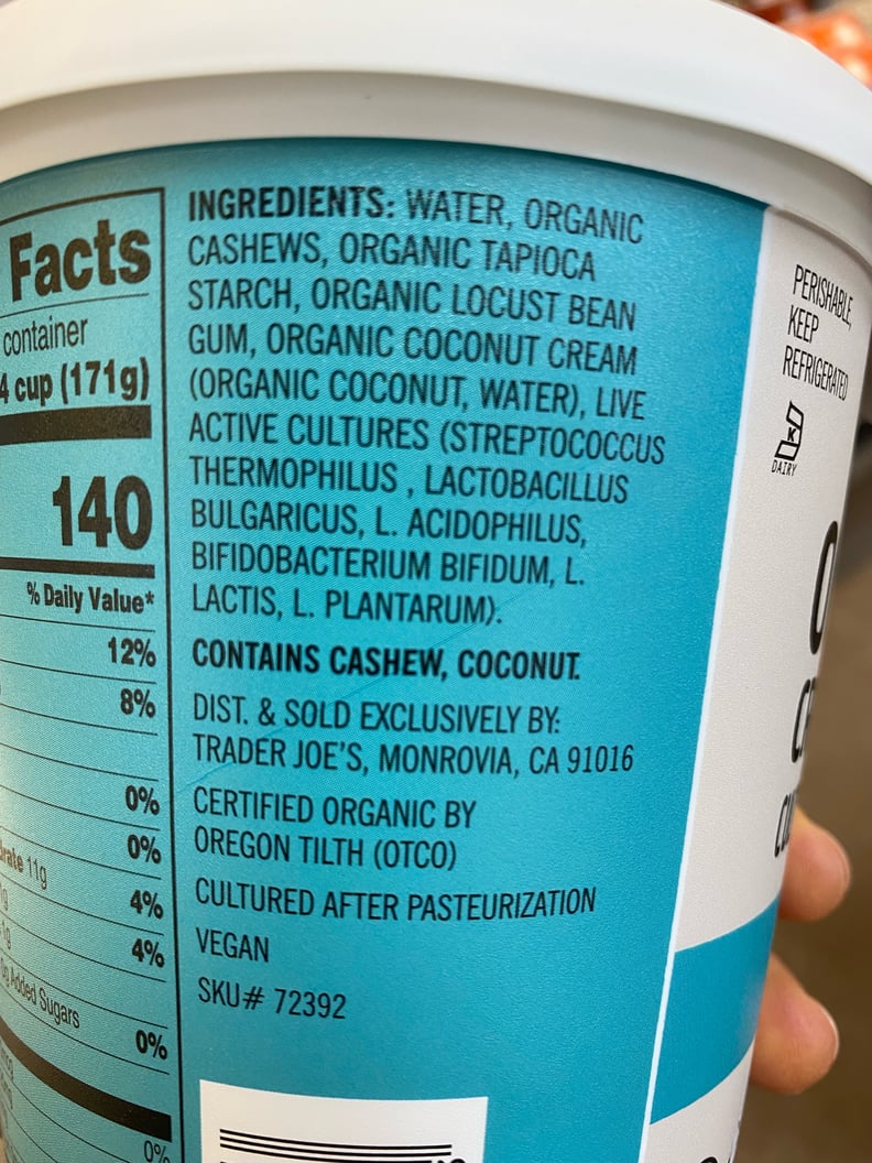 Trader Joe's Plain Unsweetened Cashew Yogurt Ingredients
