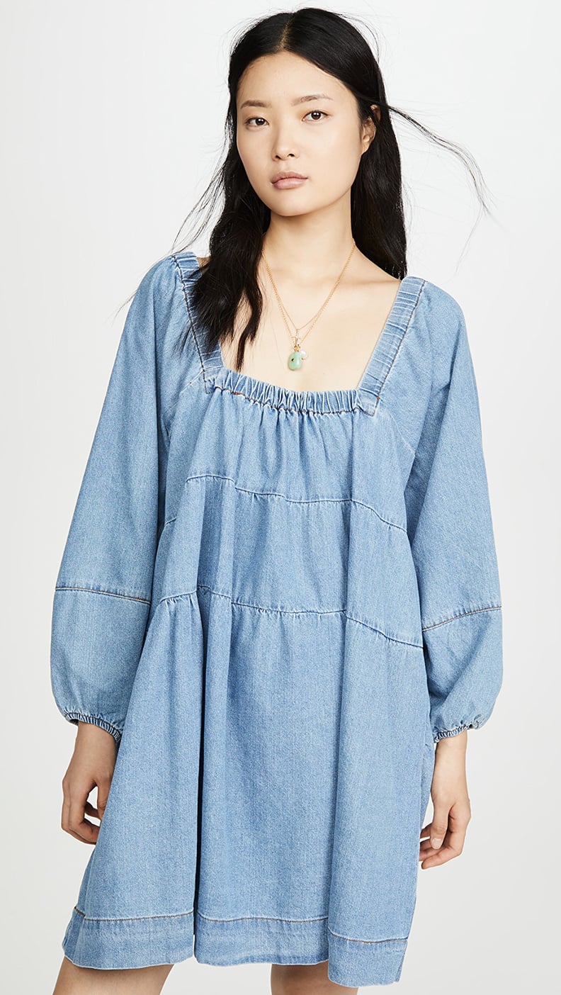 Free People Blue Jean Babydoll Dress