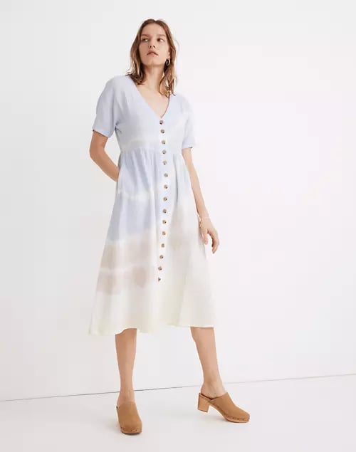 Madewell Tie-Dye Lightspun Button-Front Midi Dress