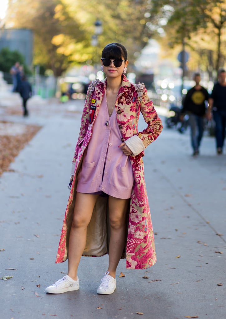 Wear a Cardigan as a Minidress and Style It With a Jacquard Coat