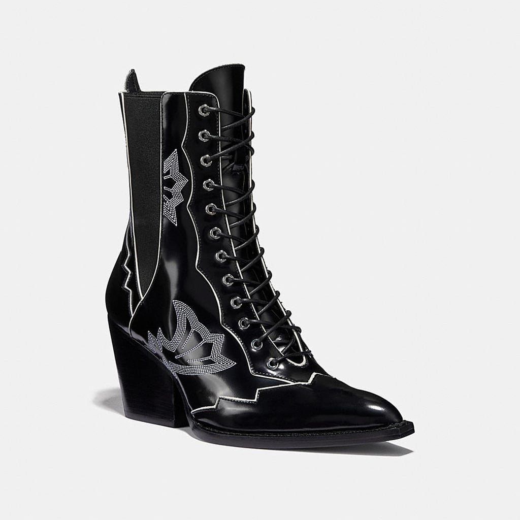 coach lace up tassel boot