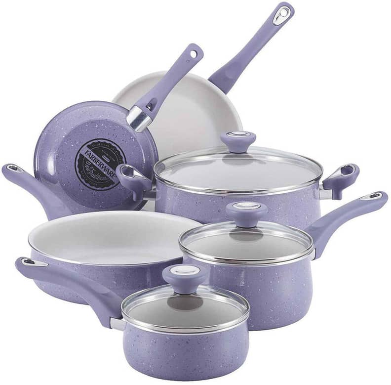 Farberware 12-Pc. Aluminum Nonstick Cookware Set - Purple - Macy's