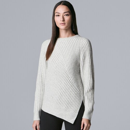 Simply Vera Vera Wang Asymmetrical Mix-Stitch Sweater