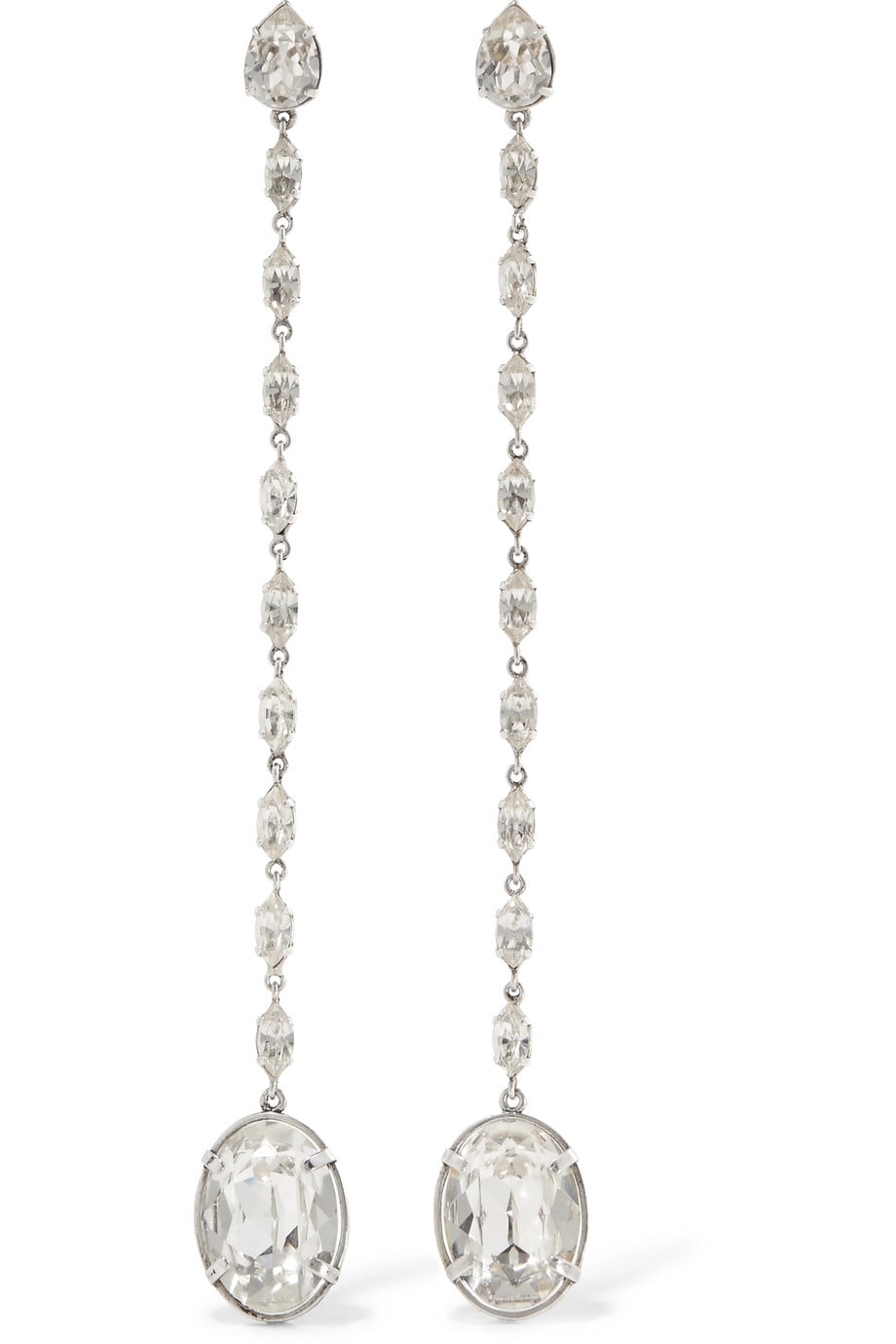Saint Laurent Silver Plated Crystal Clip On Earrings The 8 Must