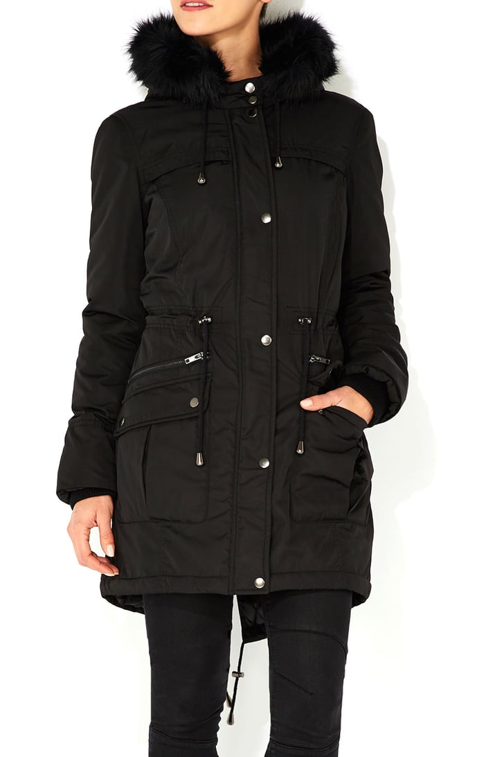 wallis black parka coat