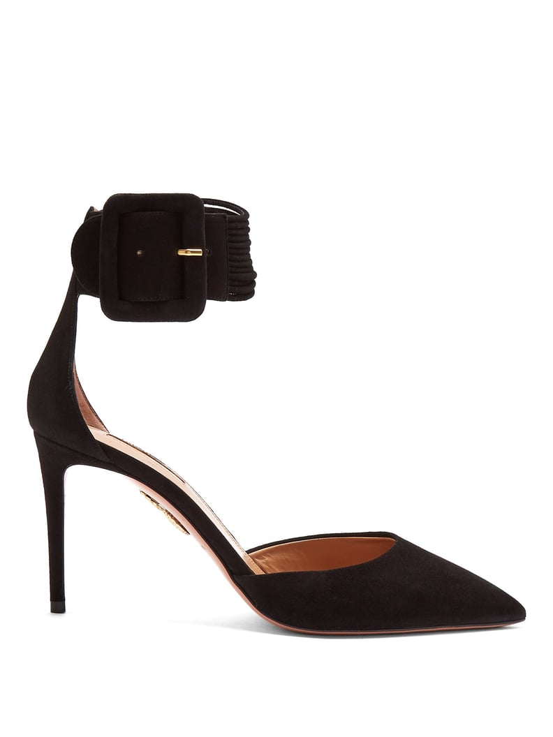 Shop the Shoe: Aquazzura Casablanca 85 Multi Strap Suede Pumps