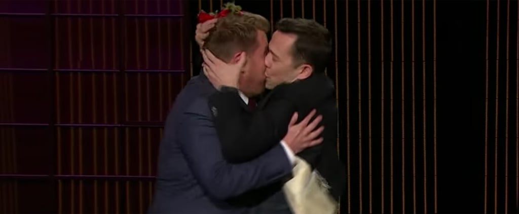 Joseph Gordon-Levitt Kissing James Corden on Late Late Show