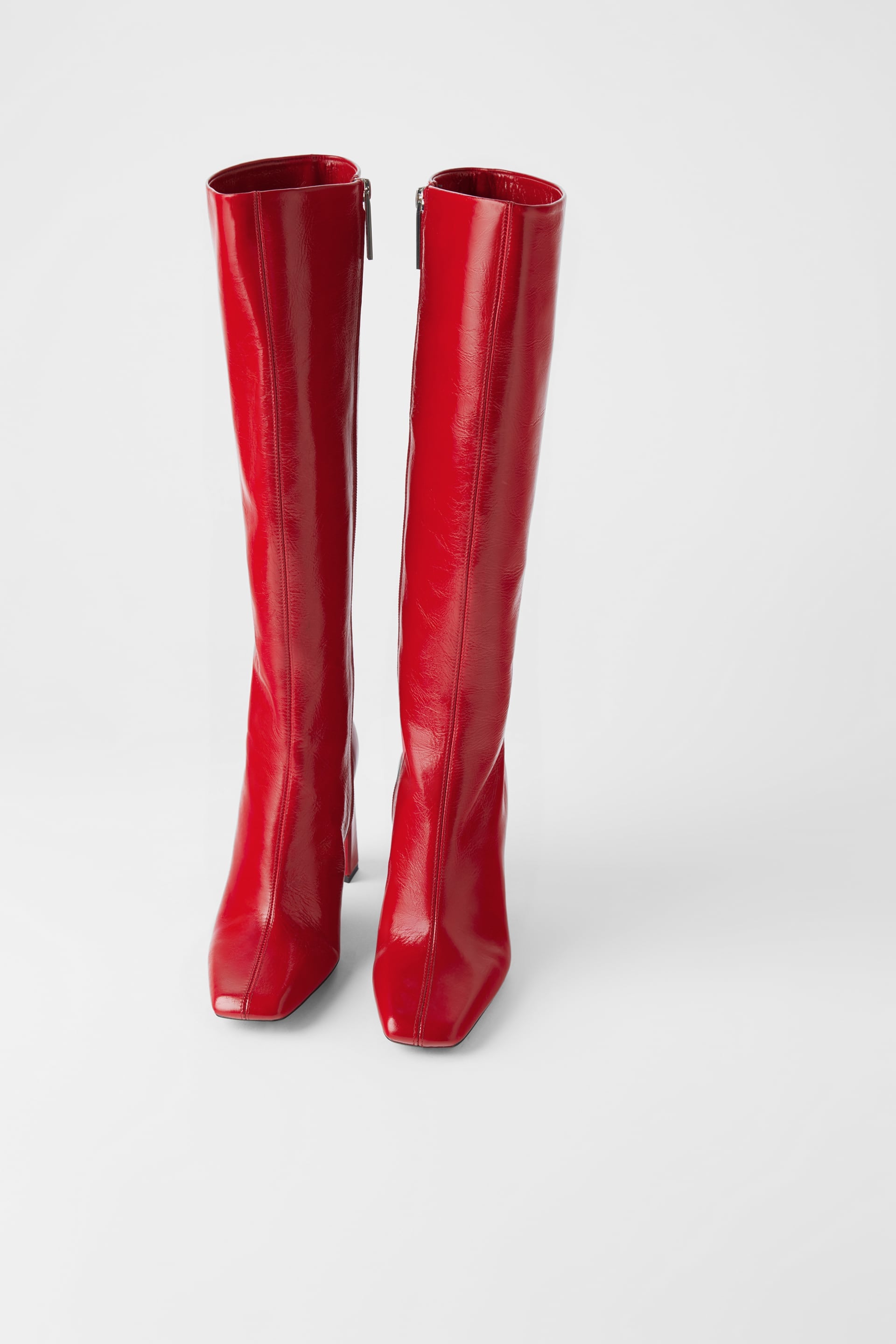 red leather boots zara