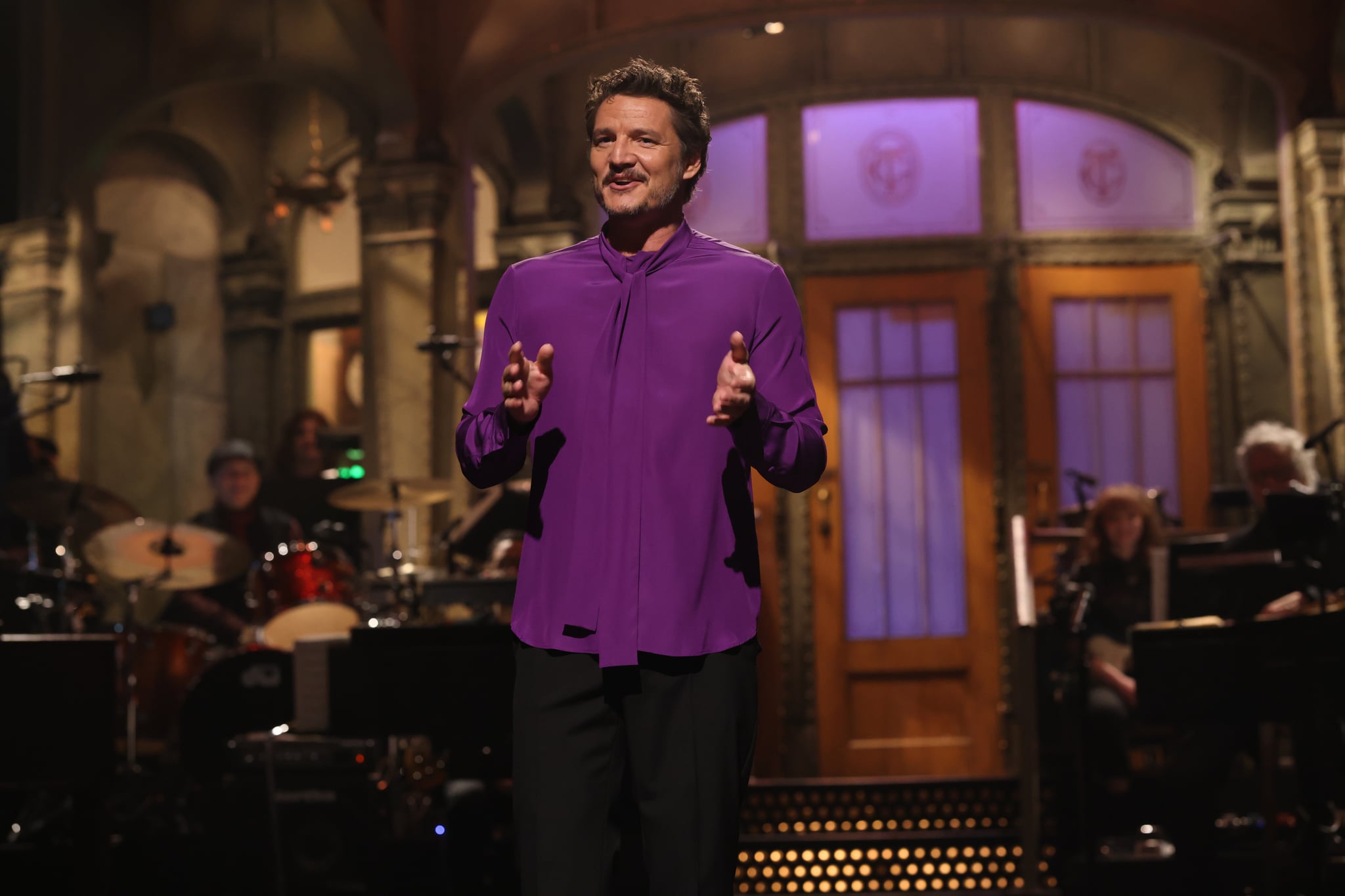 Pedro Pascal s Purple Silk Shirt Oh to Be Pedro Pascal s