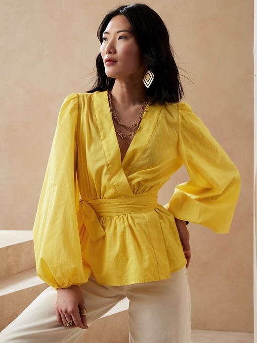 Banana Republic Balloon Sleeve Wrap Top