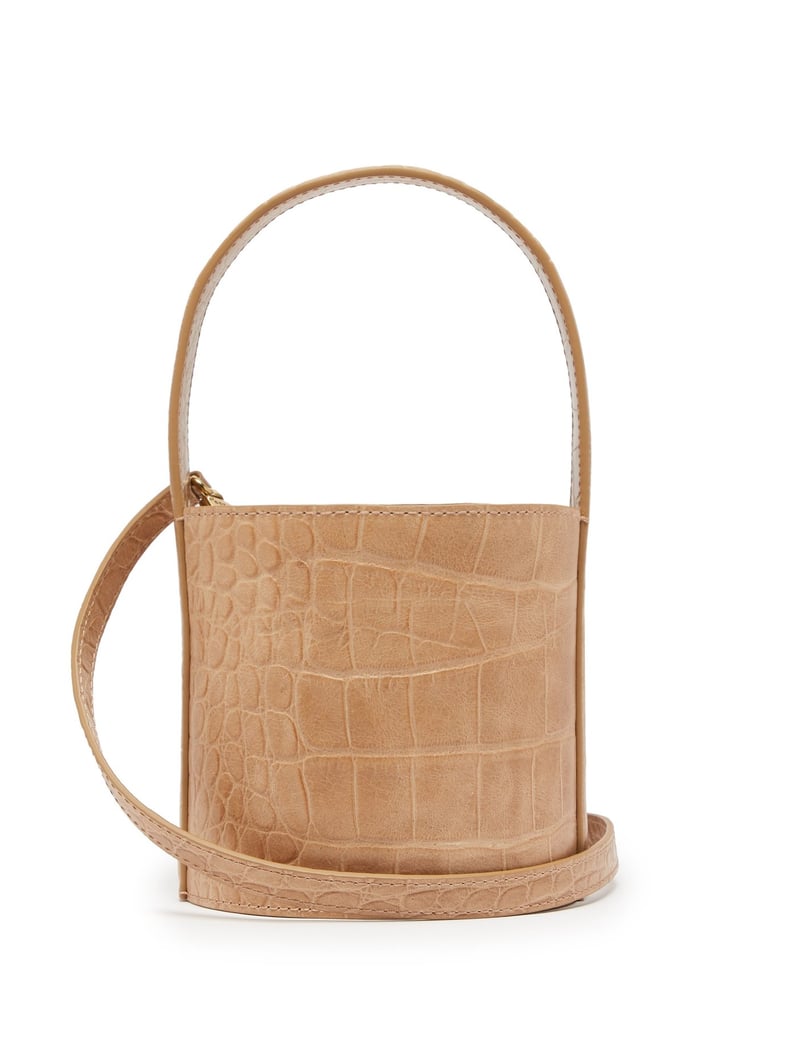 Staud Bisset Mini Crocodile-Embossed Leather Bucket Bag