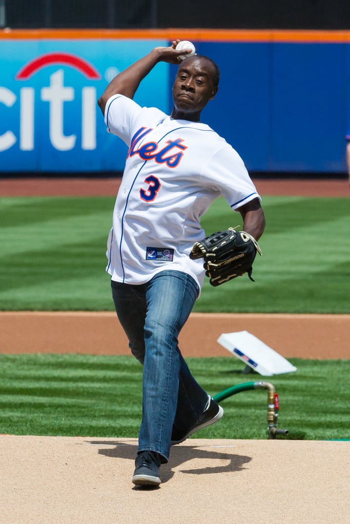 In April 2013, Don Cheadle threw the premiere pitch at the New York Mets game.