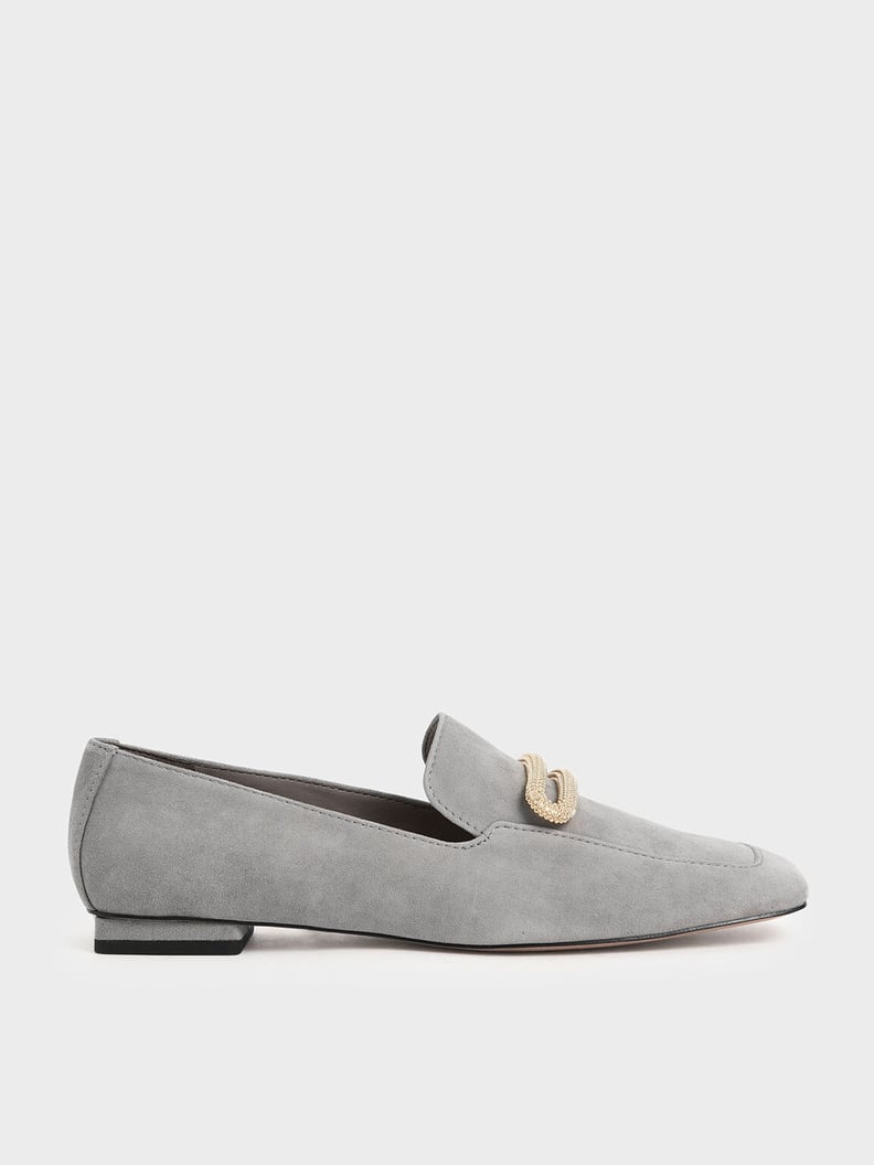 Charles & Keith Metallic Accent Loafers