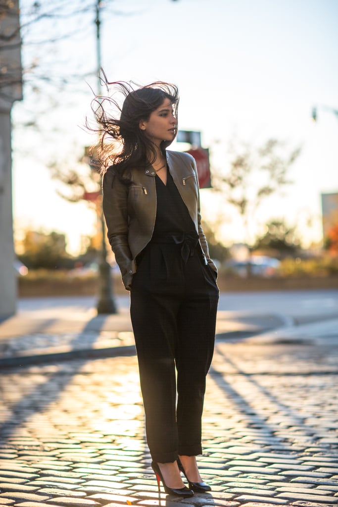 Play the part of city sophisticate in a posh leather jacket and pumps.
Source: Le 21ème | Adam Katz Sinding
