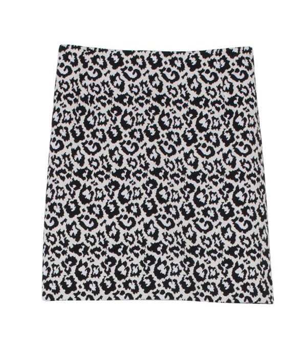 Tibi Black and White Leopard Print Skirt