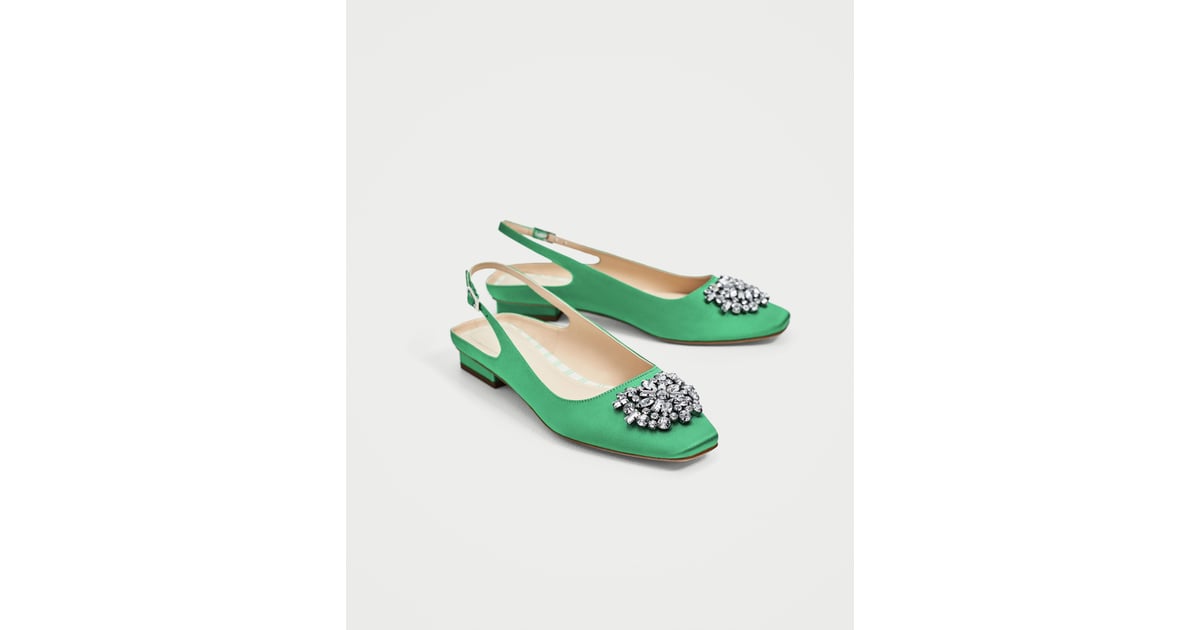 Zara Flat Slingback Shoes With Beaded Appliqué Flats to Wear For the