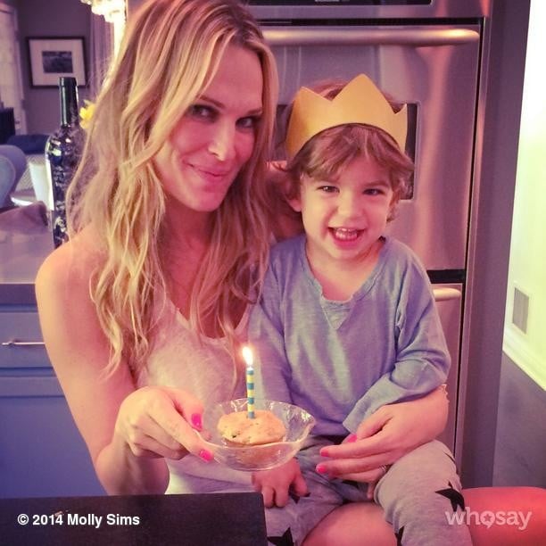 Molly Sims and Brooks Stuber celebrated his second birthday with a breakfast muffin.
Source: Instagram user mollybsims