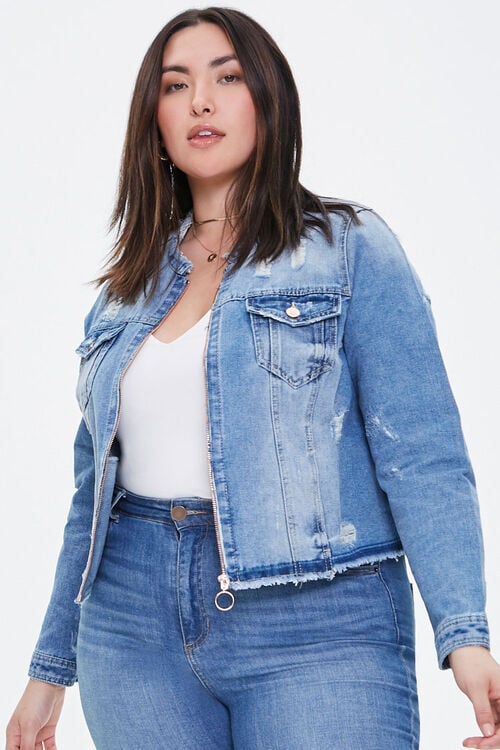 Forever 21 Plus Size Frayed Denim Jacket