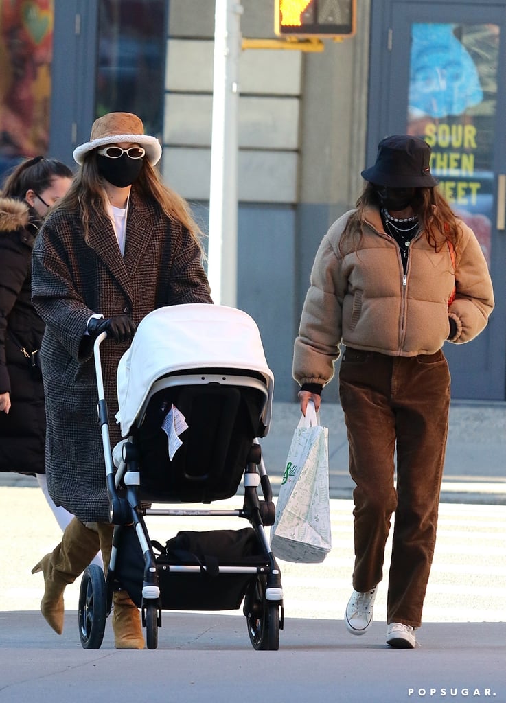 Shop Gigi Hadid's Mango Coat and Shearling LV Bucket Hat