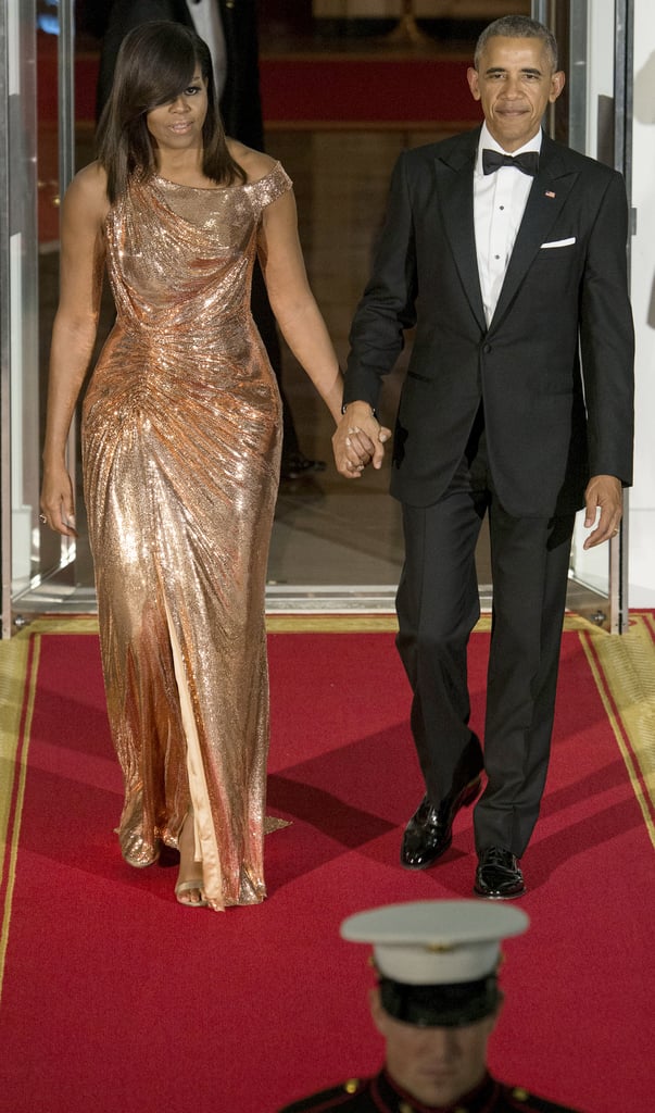 Michelle Obama's Versace Dress at Italy State Dinner 2016