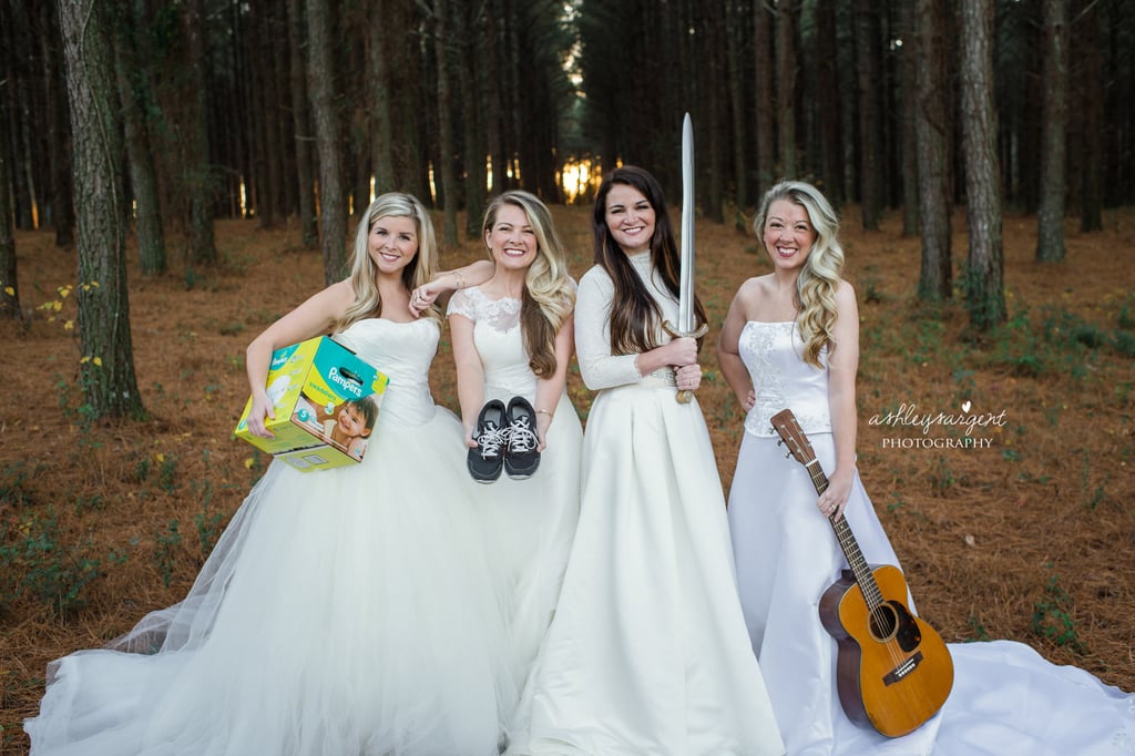 Sisters Wear Their Old Wedding Dresses For Photo