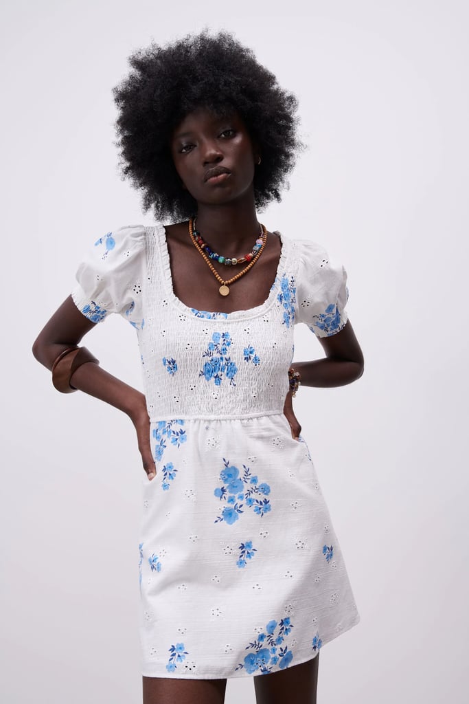 Zara Openwork Embroidered Floral Dress