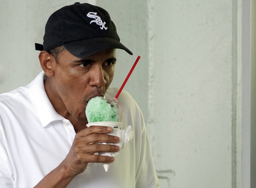 He eats ice cream — unclear if it also hurts his teeth.