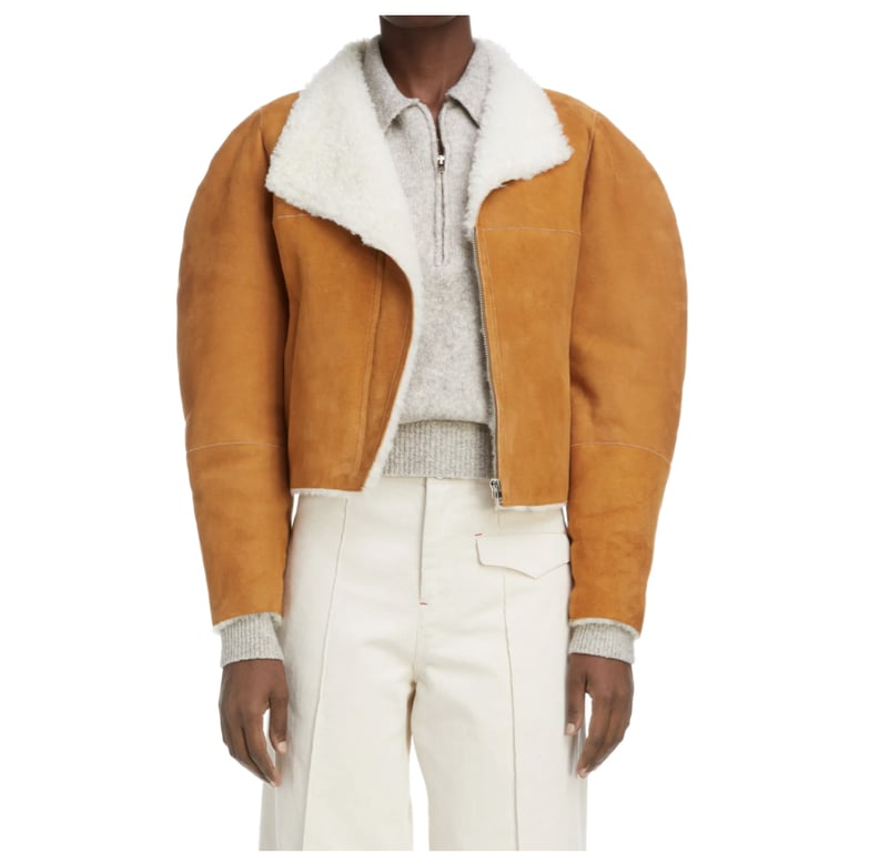 Isabel Marant Acacina Crop Genuine Shearling Lined Suede Jacket