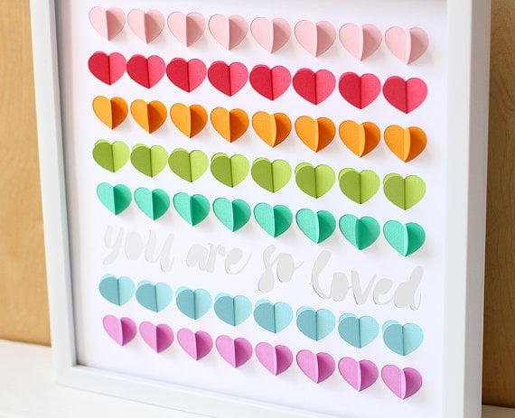 Rainbow 3D Hearts Guest Book Alternative