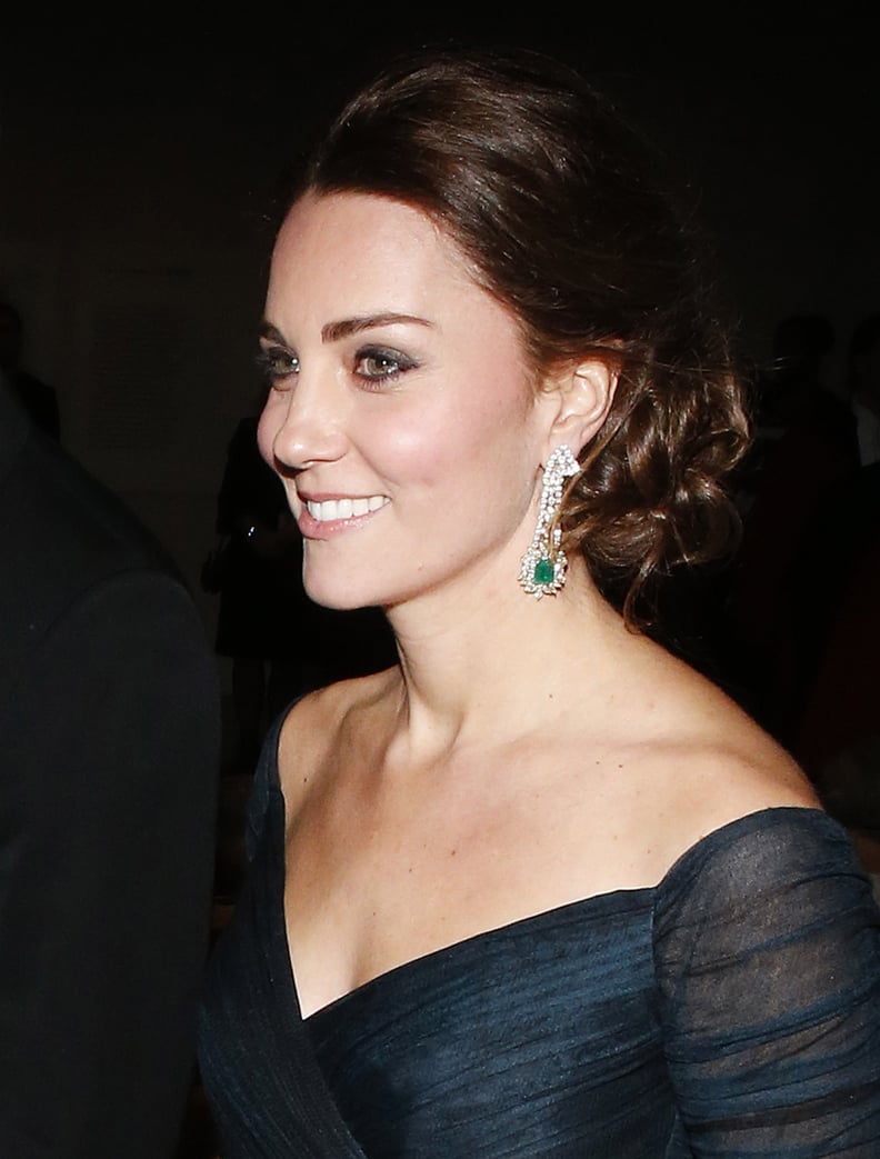 Kate Brought Out the Green in Her Dress With Diamond Drop Emerald Earrings