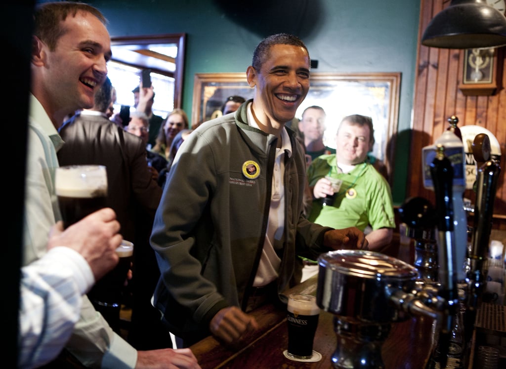 Barack Obama stopped by a bar to celebrate St. Patrick's Day in Washington DC in March 2012.