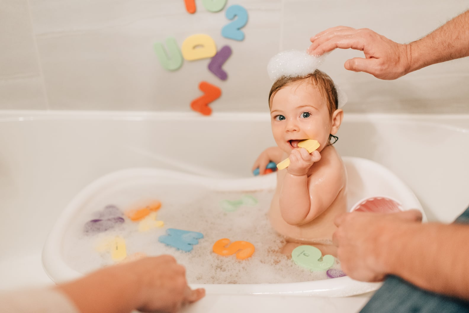 Try a Plastic Laundry Basket in the Tub