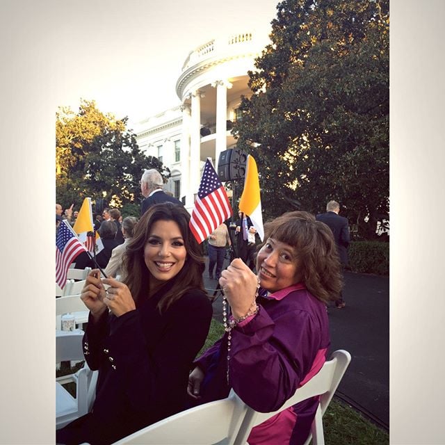 Eva Longoria and Her Sister Meet Pope Francis in DC