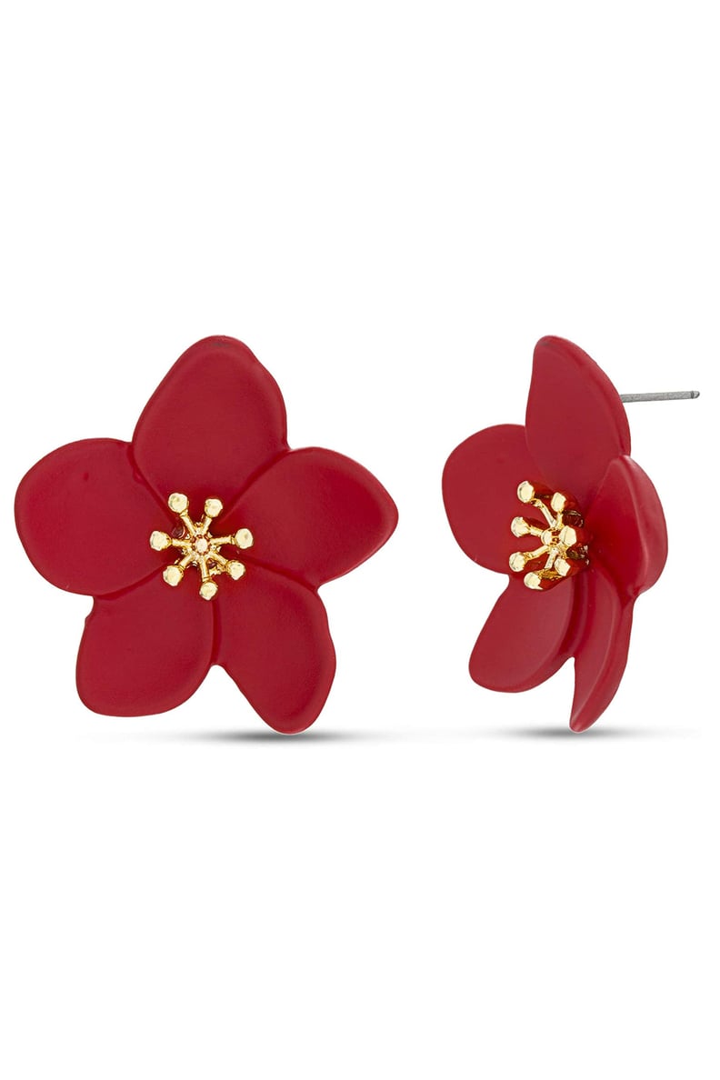Catherine Malandrino Gold-Tone Statement Rubber Anodized Flower Stud Earrings