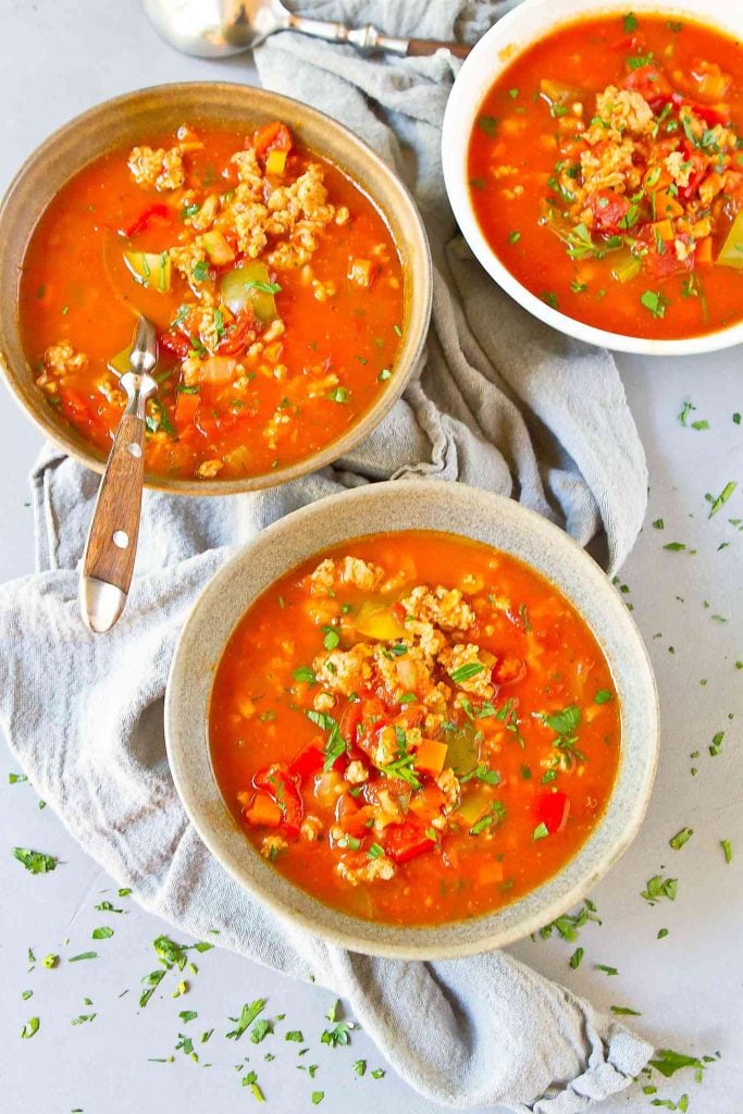 Stuffed-Pepper Soup With Ground Turkey