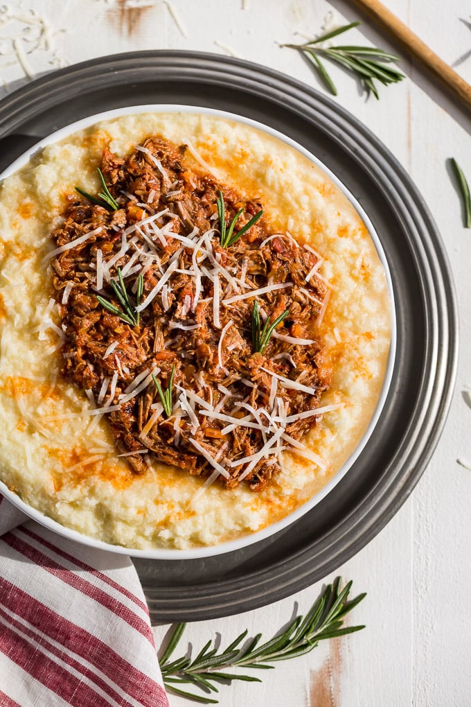 Rosemary Pork Ragu With Cauliflower "Polenta"