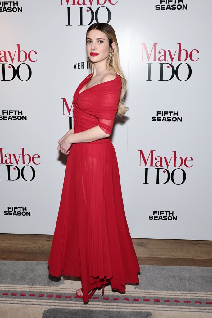 Emma Roberts Sheer Red Dress at Maybe I Do Screening