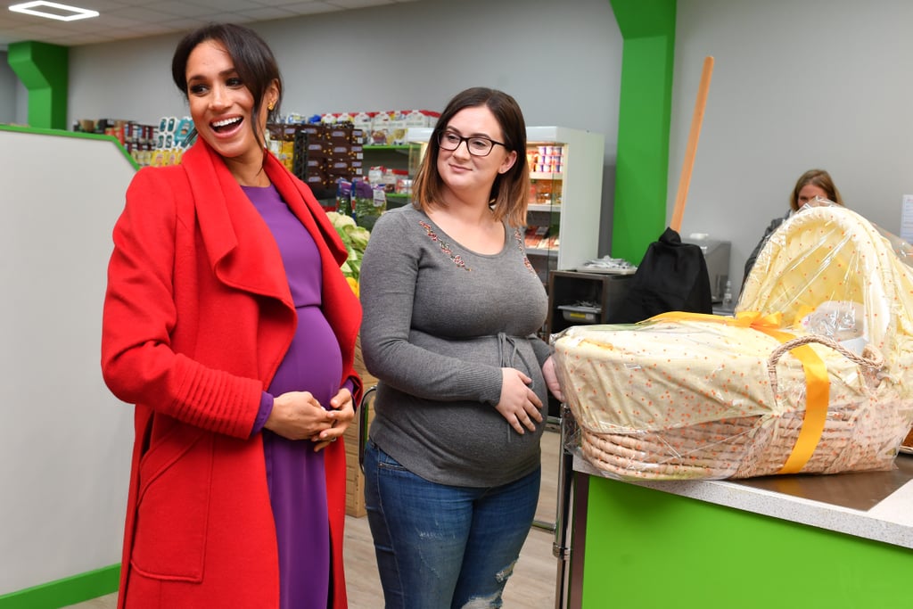 Meghan Markle Red and Purple Outfit Birkenhead January 2018