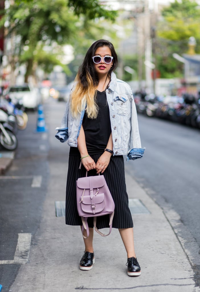 In Pinstripe With a Denim Jacket