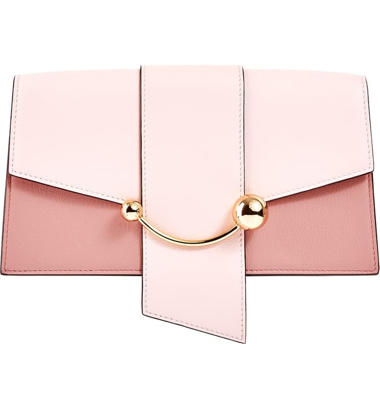 Strathberry Mini Crescent Leather Shoulder Bag In Pink