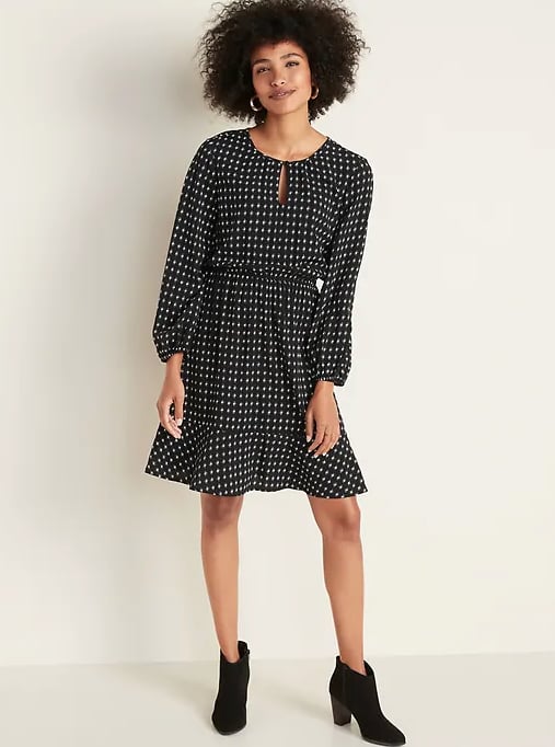 Waist-Defined Keyhole Dress