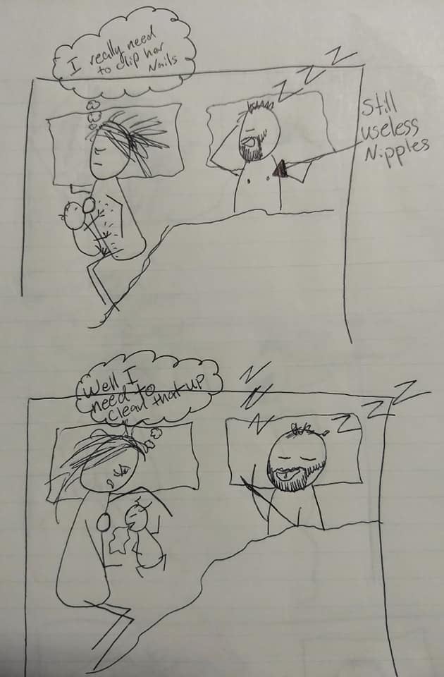 Mom's Drawings of Nighttime Feeding Routine