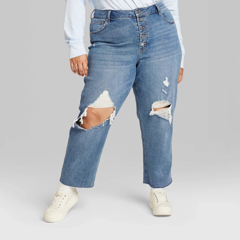 Wild Fable High-Rise Distressed Straight Ankle Length Jeans